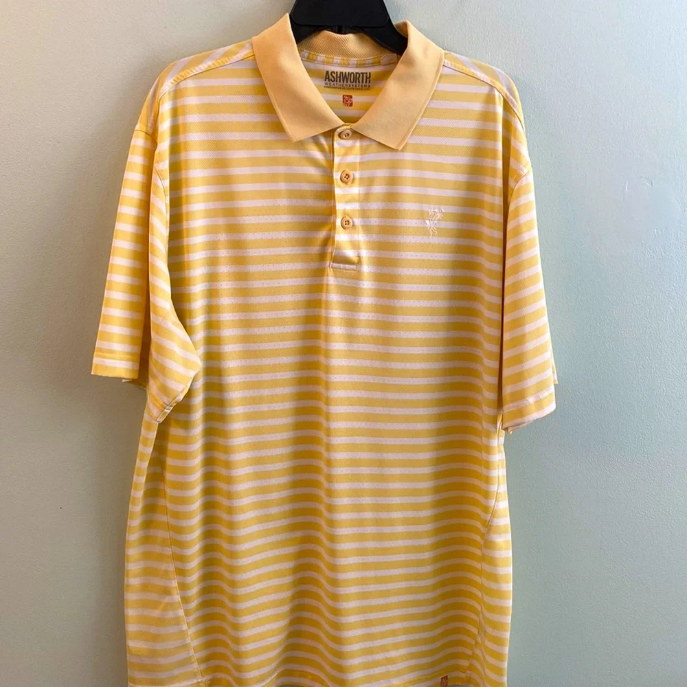 Ash worth yellow- white stripes polo shirt